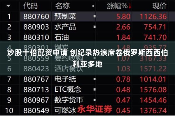 炒股十倍配资申请 创纪录热浪席卷俄罗斯西西伯利亚多地
